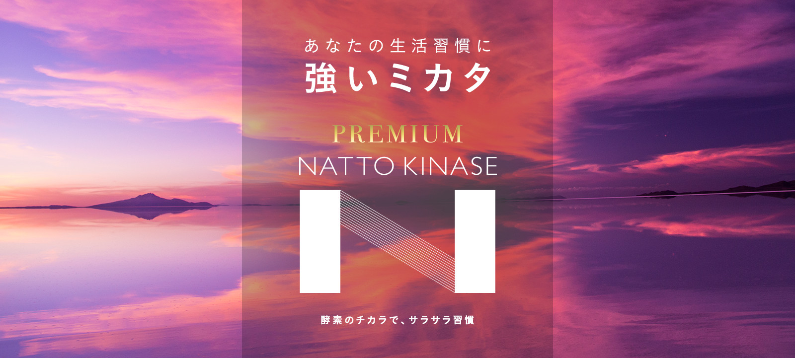 あなたの生活習慣に強いミカタ PREMIUM NATTO KINASE 酵素のチカラで、サラサラ習慣